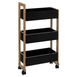 BAMBOO fürdőszobai kocsi, bambusz szekrény - 3 szint, fekete