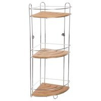 Fürdőszobai polc, sarok, függő, 3 szintes, bambusz.