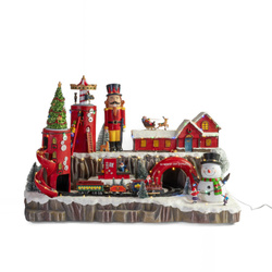 Karácsonyi városka, ünnepi jelenet ajándékgyárral