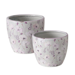 Kerámia edények festett virágokkal, SARAH