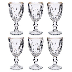 Arany szegélyes borospohár GOLDEN, 330 ml, 6 darab