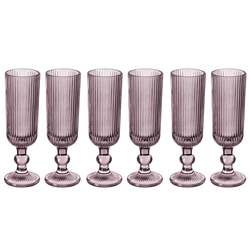 Ribbed üvegből készült pezsgőspoharak LINES, 6 darabos készlet, 160 ml