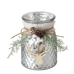 Fényes üveg gyertyatartó WILKA díszítéssel, magassága 16 cm