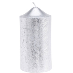 Fémes mintás díszgyertya, 7 x 14 cm