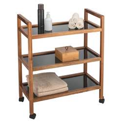 Széles mobil akácfa polc FONDI, magasság 76,5 cm