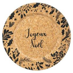 Dísztányér glitterrel, parafából, Ø 33 cm