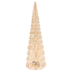 Üveg karácsonyfa LED dekorációval, 38 cm