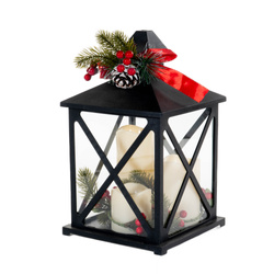 Három gyertyás lampion ággal, LED