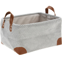 Tároló kosár, kordbársony fogantyúkkal, 36 x 26 x 19 cm