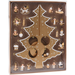 Hajtható karácsonyfa díszes függőkkel, fa dísz, 26 cm