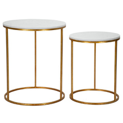 Márványhatású asztallappal rendelkező kávézóasztalok, Ø 52 cm, Ø 42 cm