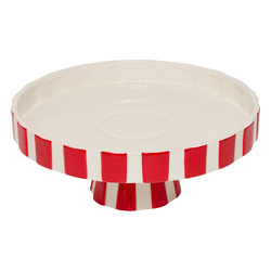 Karácsonyi kerámia tálca, piros-fehér, Ø 27 cm