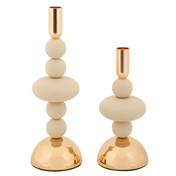 GALAXY 2-részes gyertyatartó-készlet fényes fém kivitelben, 22 cm & 30 cm magas