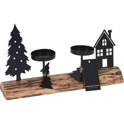 Két tealightos gyertyaállvány téli jelenettel