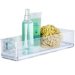 Négyzet alakú fürdőszobai polc QUADRO, Vacuum-Loc, zuhanyzóba, WENKO, ezüst színben