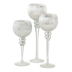 Magas ezüst gyertyatartók, kehely, MANOU, 3 darab