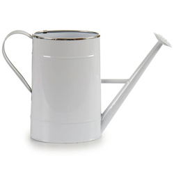 Kaspó öntözőkanna formájában, fém, fehér, magassága 24 cm