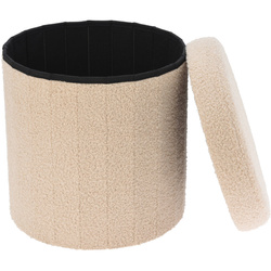 KRUK kerek puff tárolóval, boucle, 38 x 38 cm