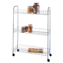 Kerekes konyhai polc - keskeny fürdőszobai polc, 3 szinttel