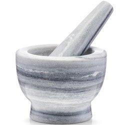 Márvány mozsár fakanállal, konyhai edény fűszerek zúzásához - ZELLER