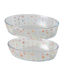 BLÜMI hőálló üvegtálak, virágmintás, 2 darab