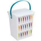 Mosószeres tartály, csipeszek, lila