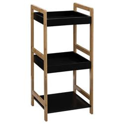Natureo fürdőszobai polc, 3 bambusz és MDF polccal, 80 cm, fekete