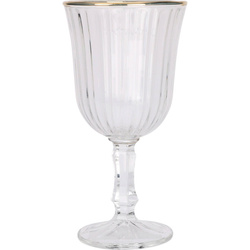 Csíkos borospohár arany peremmel, 240 ml