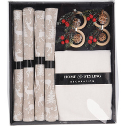 Asztaldíszítő készlet, szalvéták és alátétek 4 személy számára