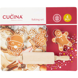 MIRLI gyerek sütőszett, fa nyújtófa és 3 forma