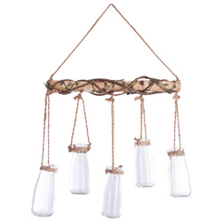 Többfunkciós függő dísz üveg lámpásokkal, etno stílusú falikép.