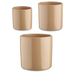 Kerek kerámia virágcserép készlet, 3 darab