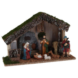 Karácsonyi jászol LED-del, 7 figura