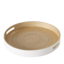 Bambusz tálca fogantyúkkal, Ø 35 cm