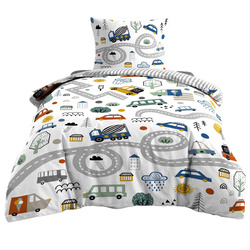 Gyermek ágynemű 140 x 200 cm, kétszemélyes, autós mintával.