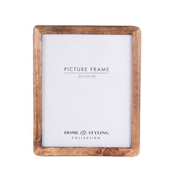 Fából készült, álló fényképkeret, mangófából, 23 x 2 x 28 cm