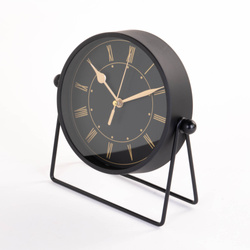 Fekete asztali óra arany mutatókkal, 19,5 x 6,5 x 18,5 cm