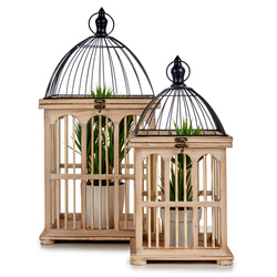 Fából készült dekoratív ketrecek, 2 darabos készlet.