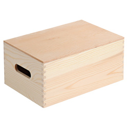 Fából készült doboz fogantyúkkal és fedéllel, 29 x 19 cm, Kesper