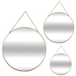 Kerek formájú függő tükrök, három dísztükörből álló szett