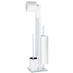 WC-papírtartó és WC-kefe állvány, RIVALTA WHITE - 3 az 1-ben, WENKO, fehér