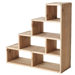 Dusk álló fa polc, kínai fenyő, többszintes, 55 x 55 cm