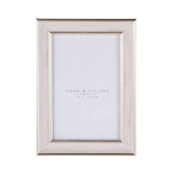 Képkeret, fehérre festett fa utánzat, 24 x 29 cm