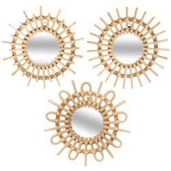 Wicker dekoratív tükör készlet, Ø 28 cm, 3 darab