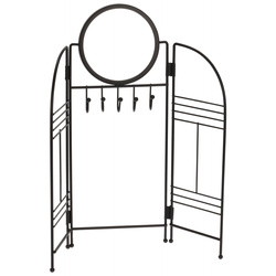 Tükörrel ellátott ékszertartó, fém.