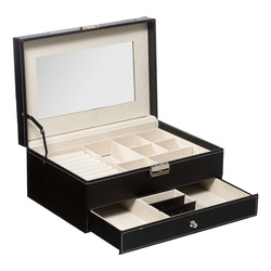 Ékszertartó doboz, fekete, MDF, 20,5 x 30,5 x 13 cm