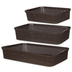 Műanyag tároló kosarak, 3 darabos készlet.