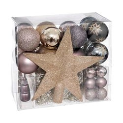 Karácsonyi díszek készlete különböző színekben, 44 darab