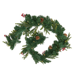 Karácsonyi girland, bogyós fenyőfa tobozokkal, 180 cm