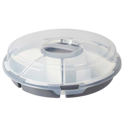 Hordozható uzsonnatálca kihúzható rekeszekkel, Ø 33 cm